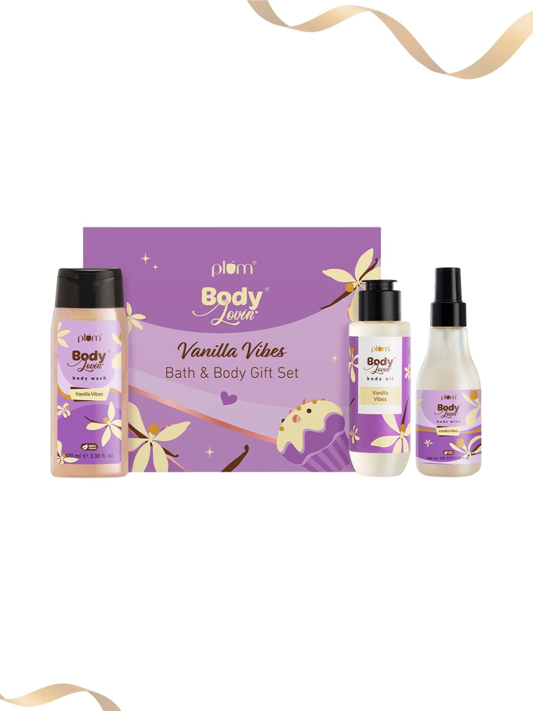 Plum BodyLovin 3Pcs Vanilla Vibes Bath & Body Gift Set - 100ml Each-picture-44