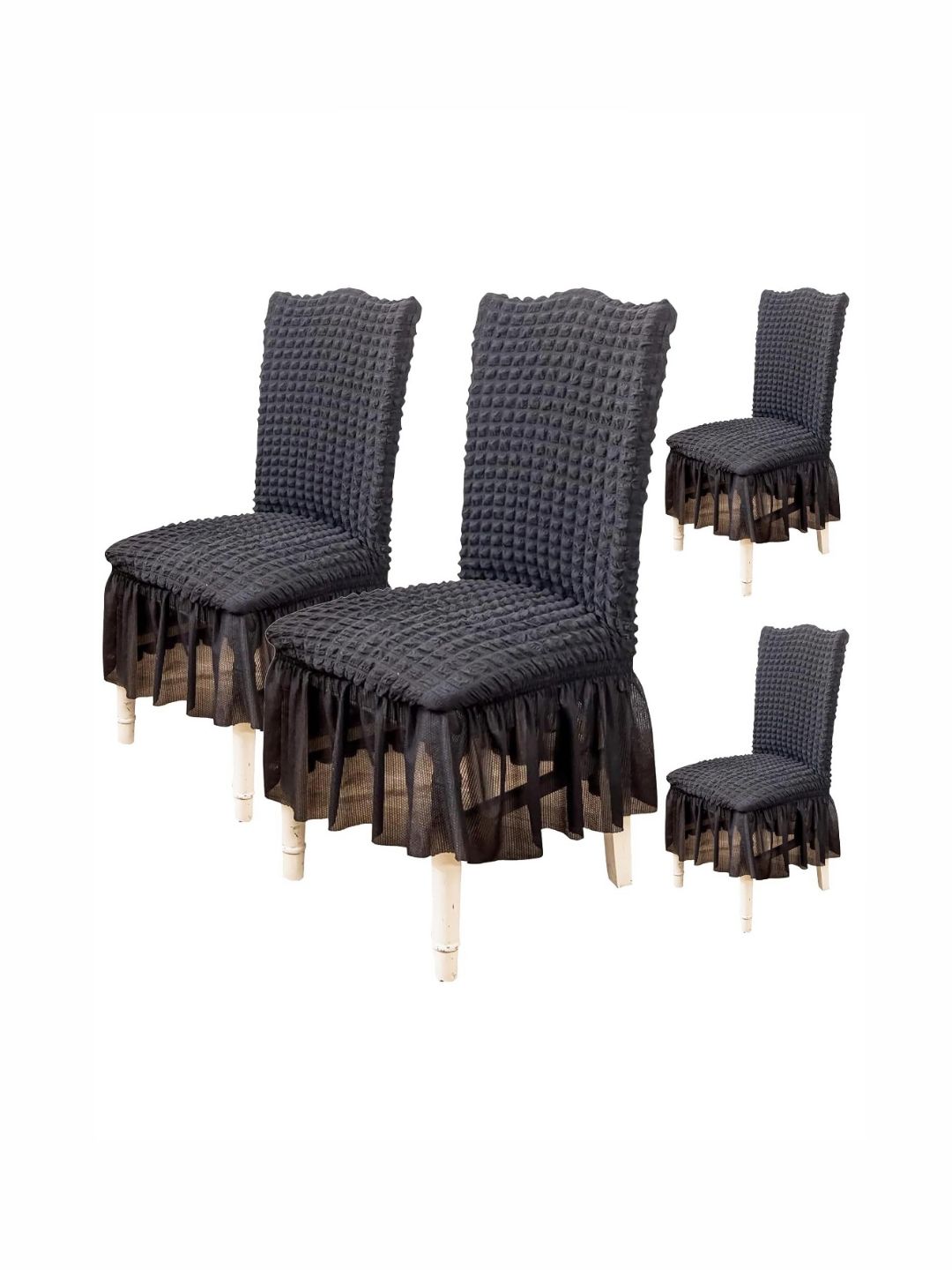HOUSE OF QUIRK Grey 4 Pcs Textured Removable Chair Cover-picture-45