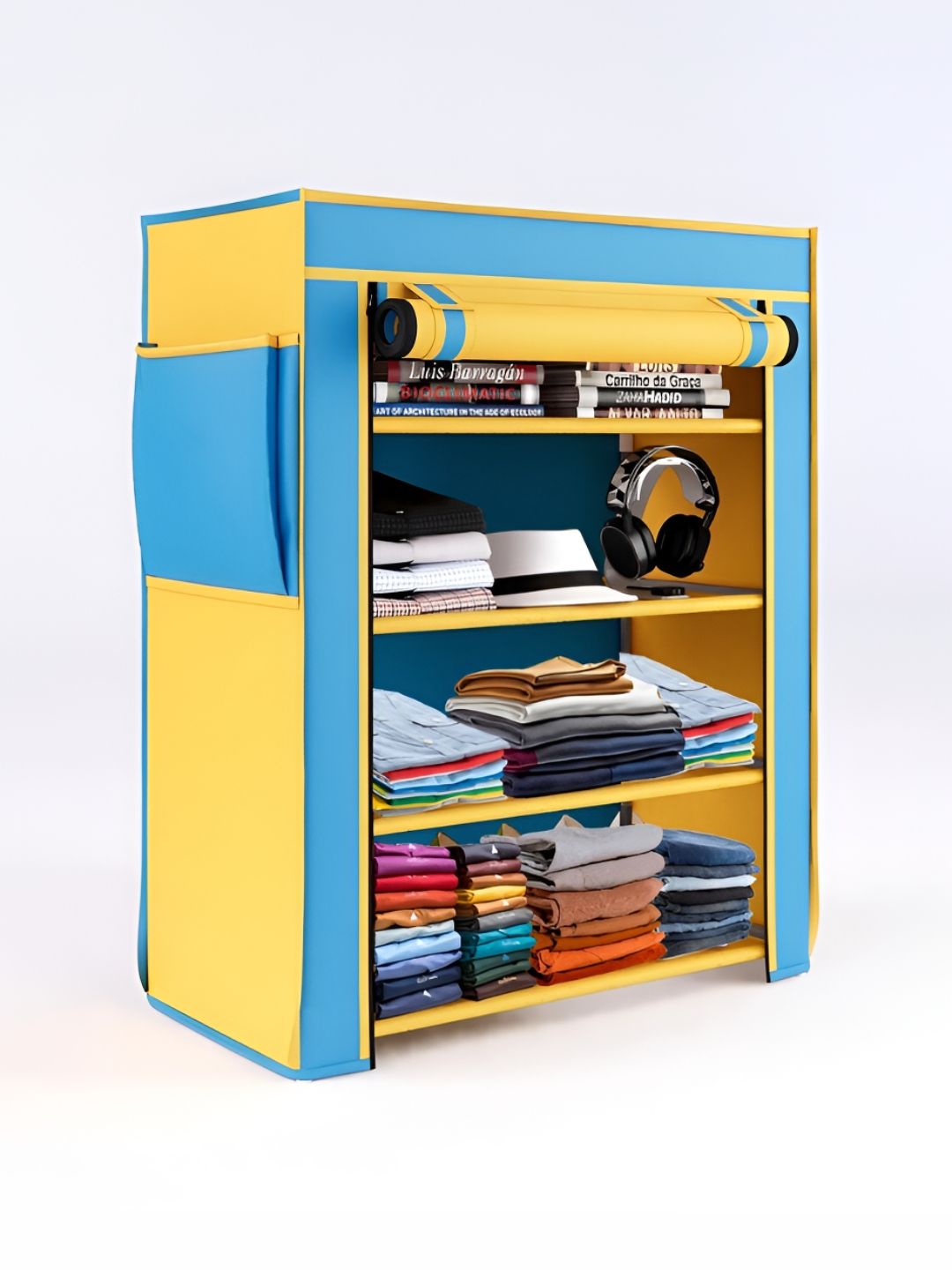 Fabura Blue & Yellow 4 Layers Shoe Rack With Cover-picture-49