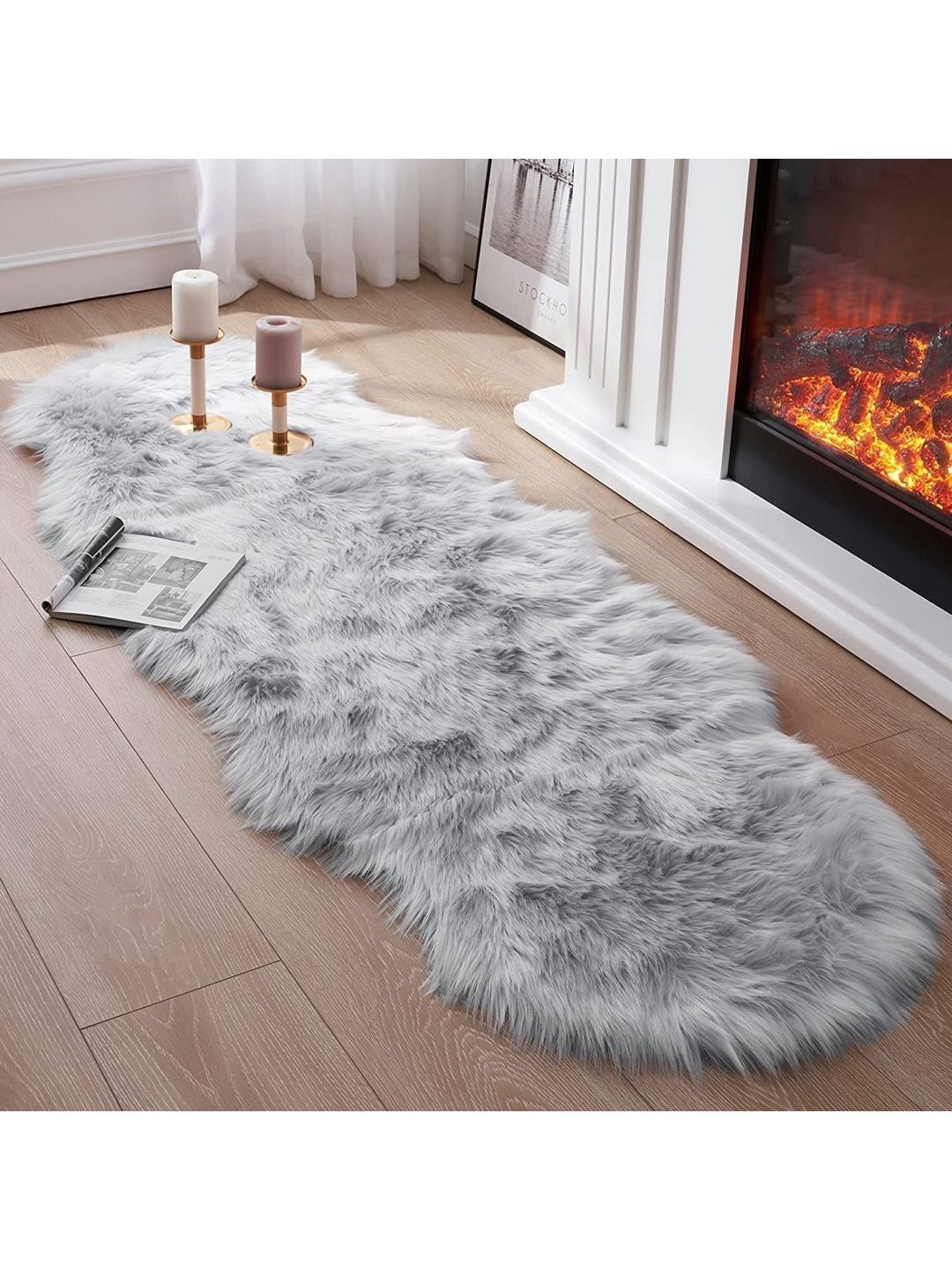 Cottonfry Grey Fur Anti-Skid Floor Runner-image-14