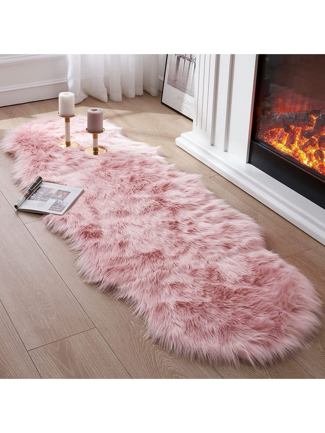 Cottonfry Pink Fur Anti-Skid Floor Runner-image-7