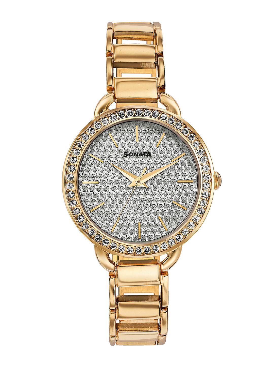 Sonata Women Wedding Bling Stainless Steel Bracelet Style Straps Analogue Watch 87052WM04-picture-18