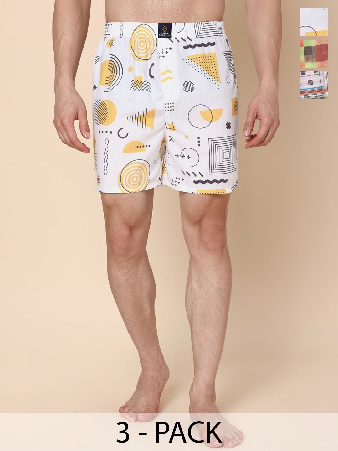 URBAN SCOTTISH Pack Of 3 Printed Ultra-Lightweight Boxers USBXDP06_S-picture-58