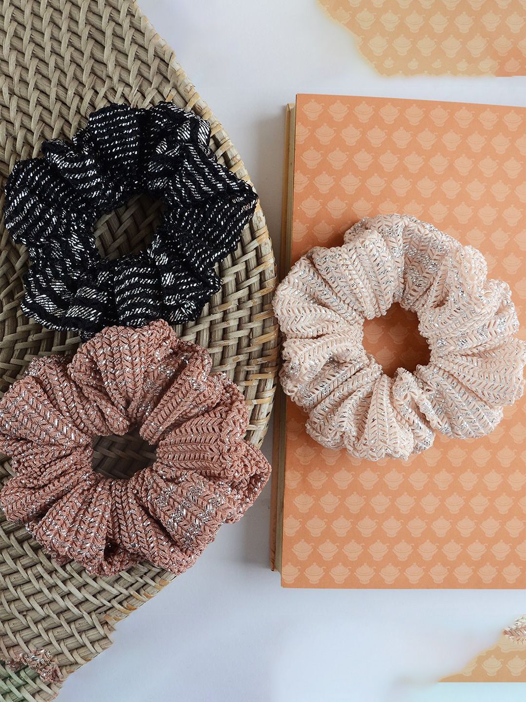 Radhu & Kabby Women Set of 3 Scrunchie Ponytail Holders-picture-22