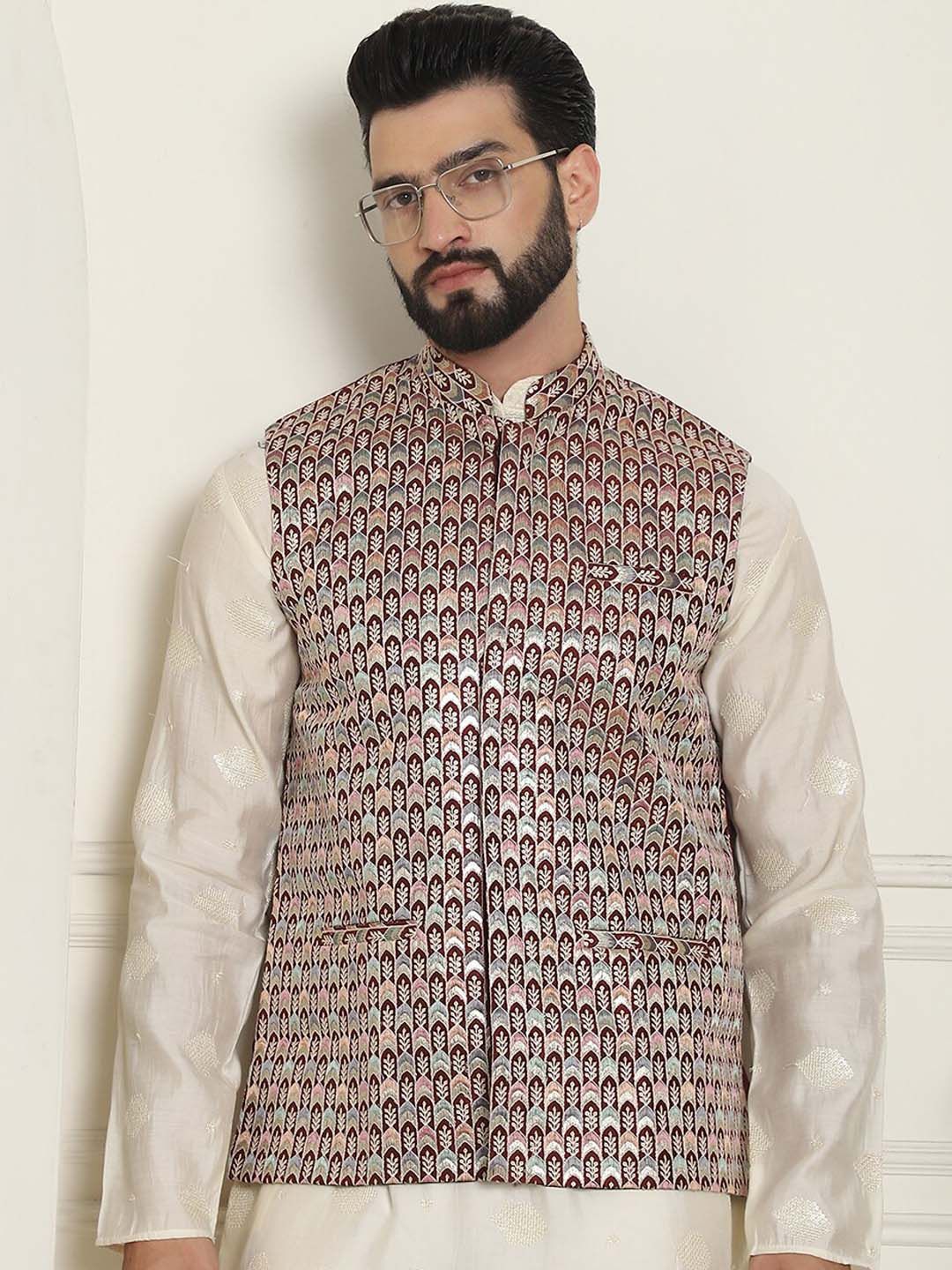 SOJANYA Embroidered Woven Nehru Jackets-picture-31