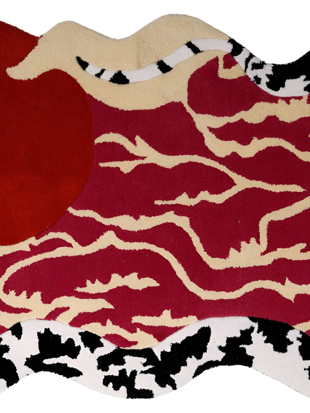 Exotic India Maroon & White Python Hand Tufted Yogic Asana Floor Mat-image-12