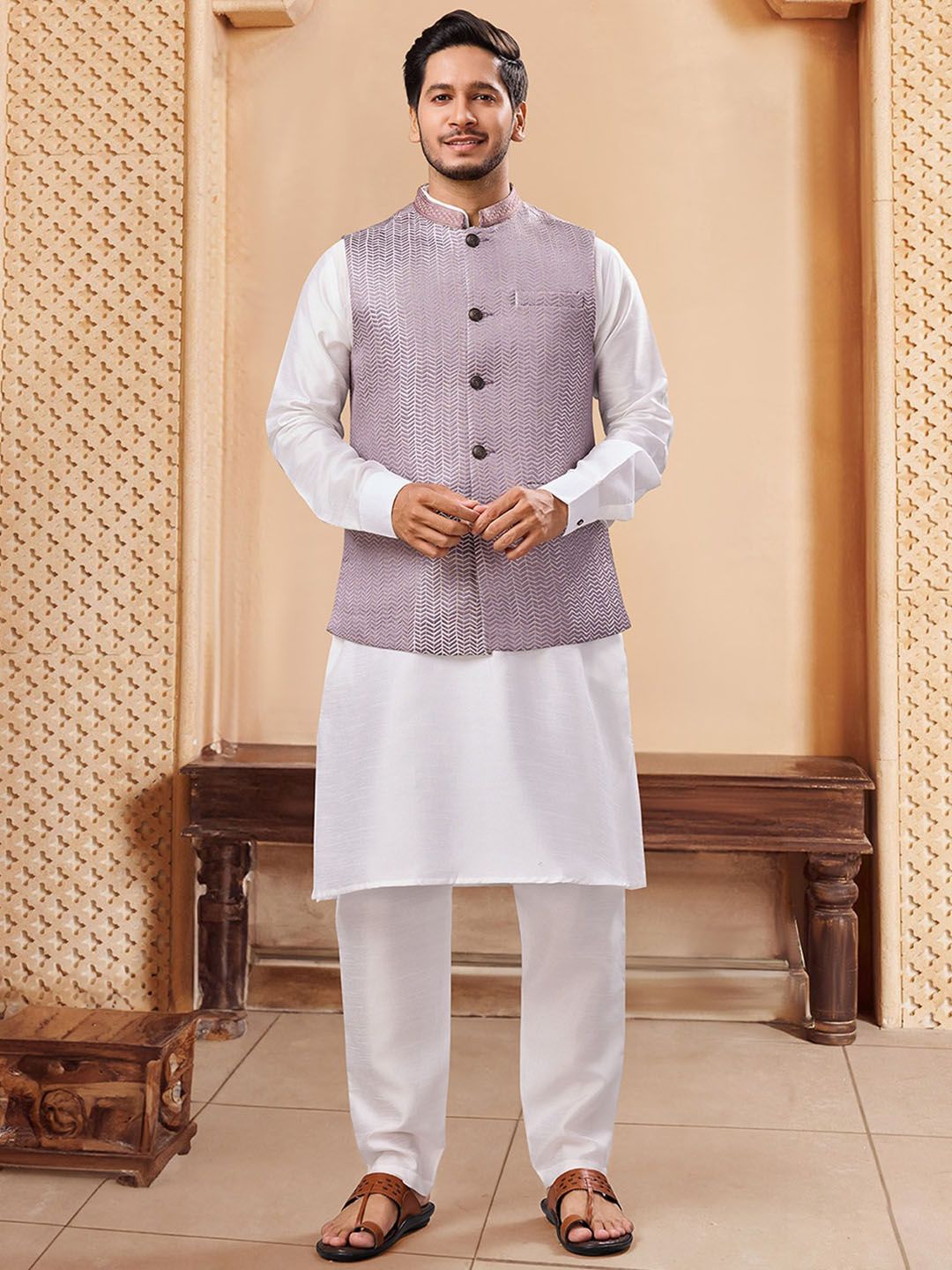 House of Pataudi Printed Nehru Jackets-picture-27