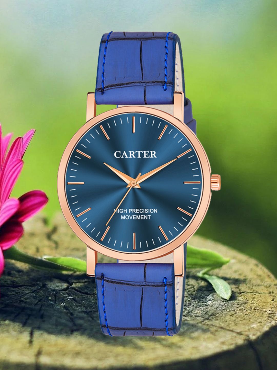 Sandy D Carter Men Dial & Leather Textured Straps Analogue Watch SDC24-112G-BL