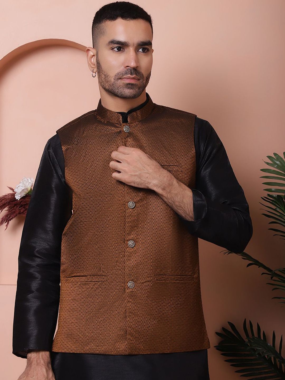 Jompers Woven Design Nehru Jacket-picture-34