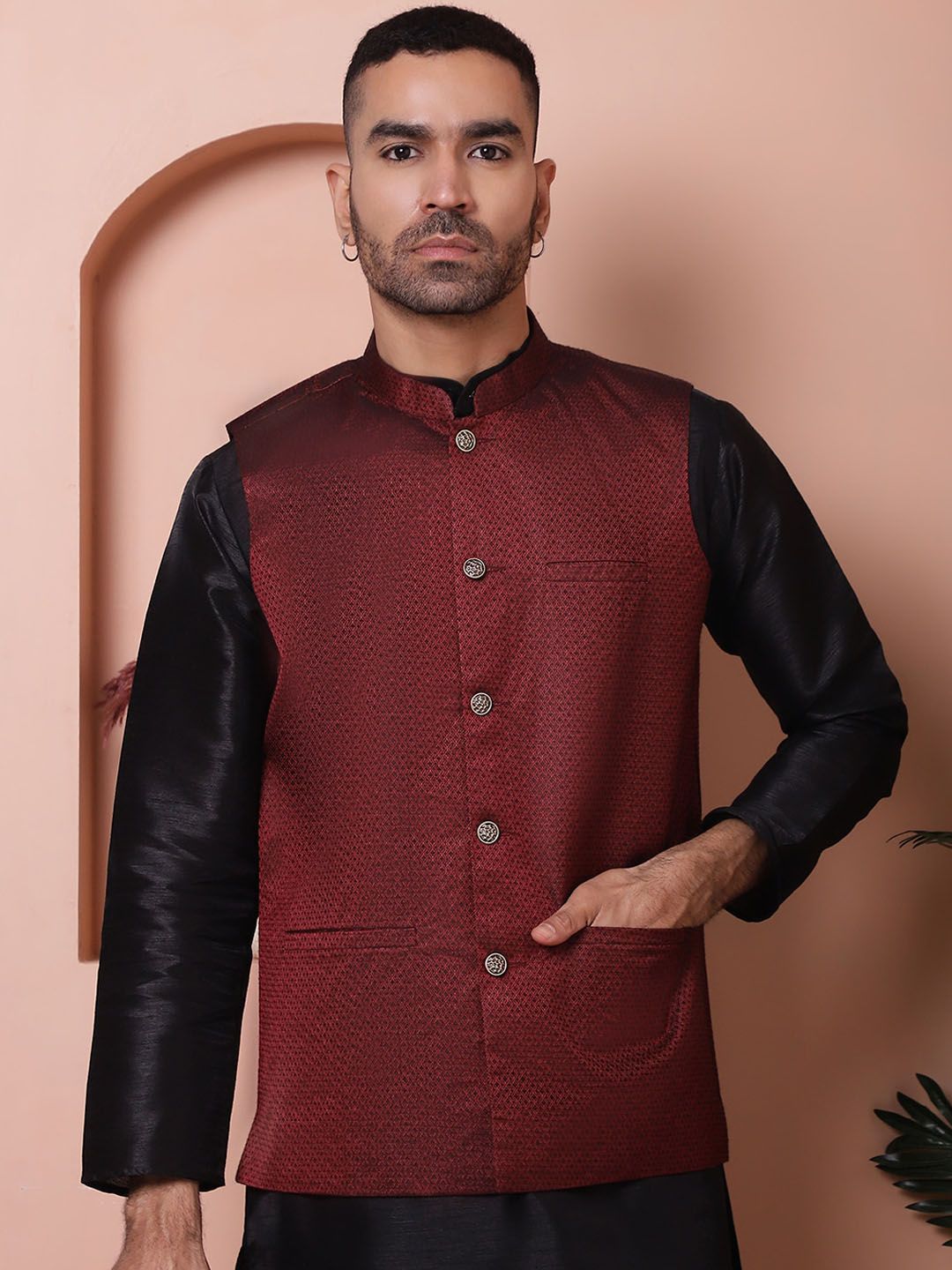 Jompers Woven Design Nehru Jackets-picture-25