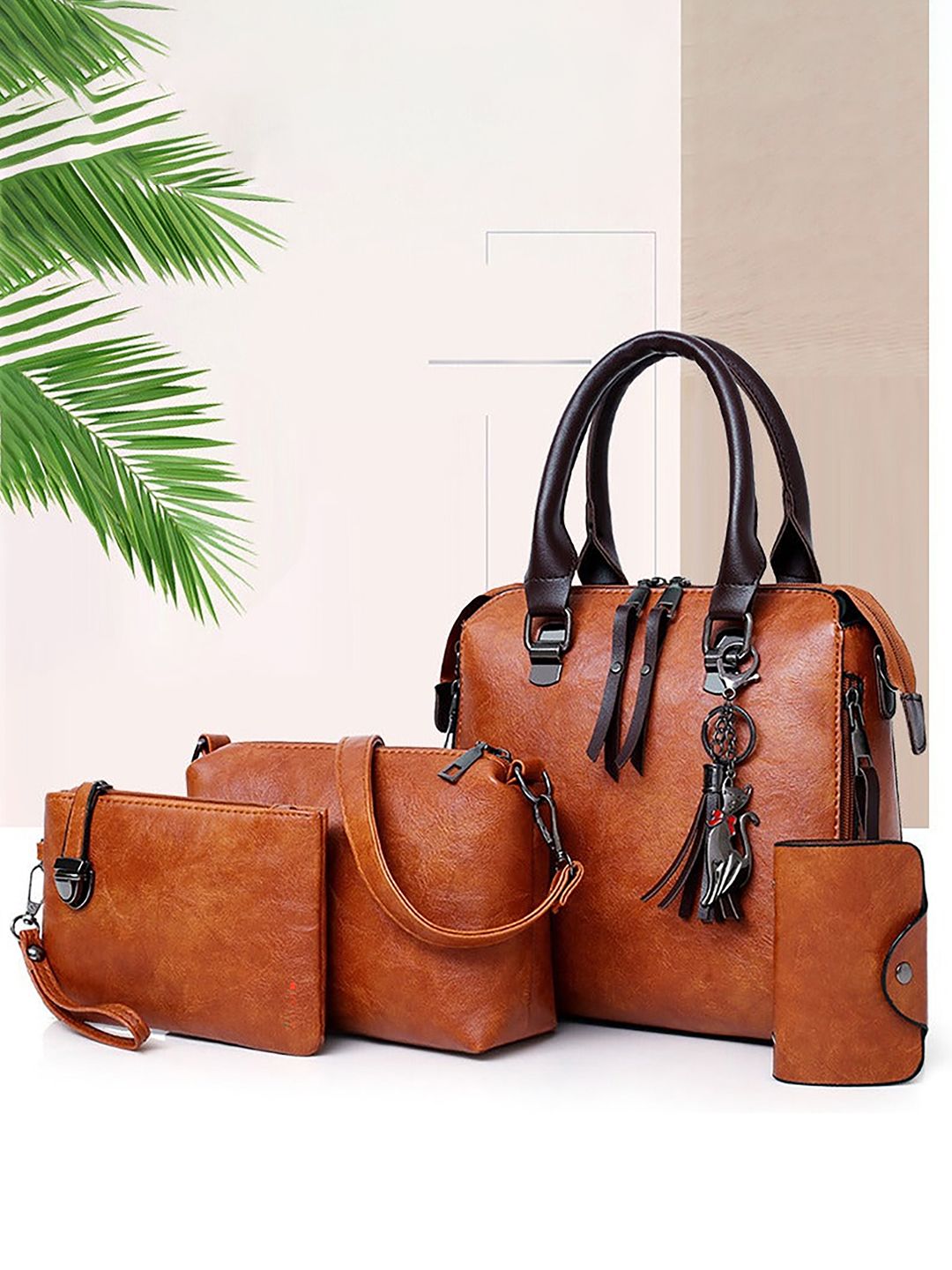 SYGA Women Pack Of 4 Textured Leather Structured Handheld Bag-picture-21