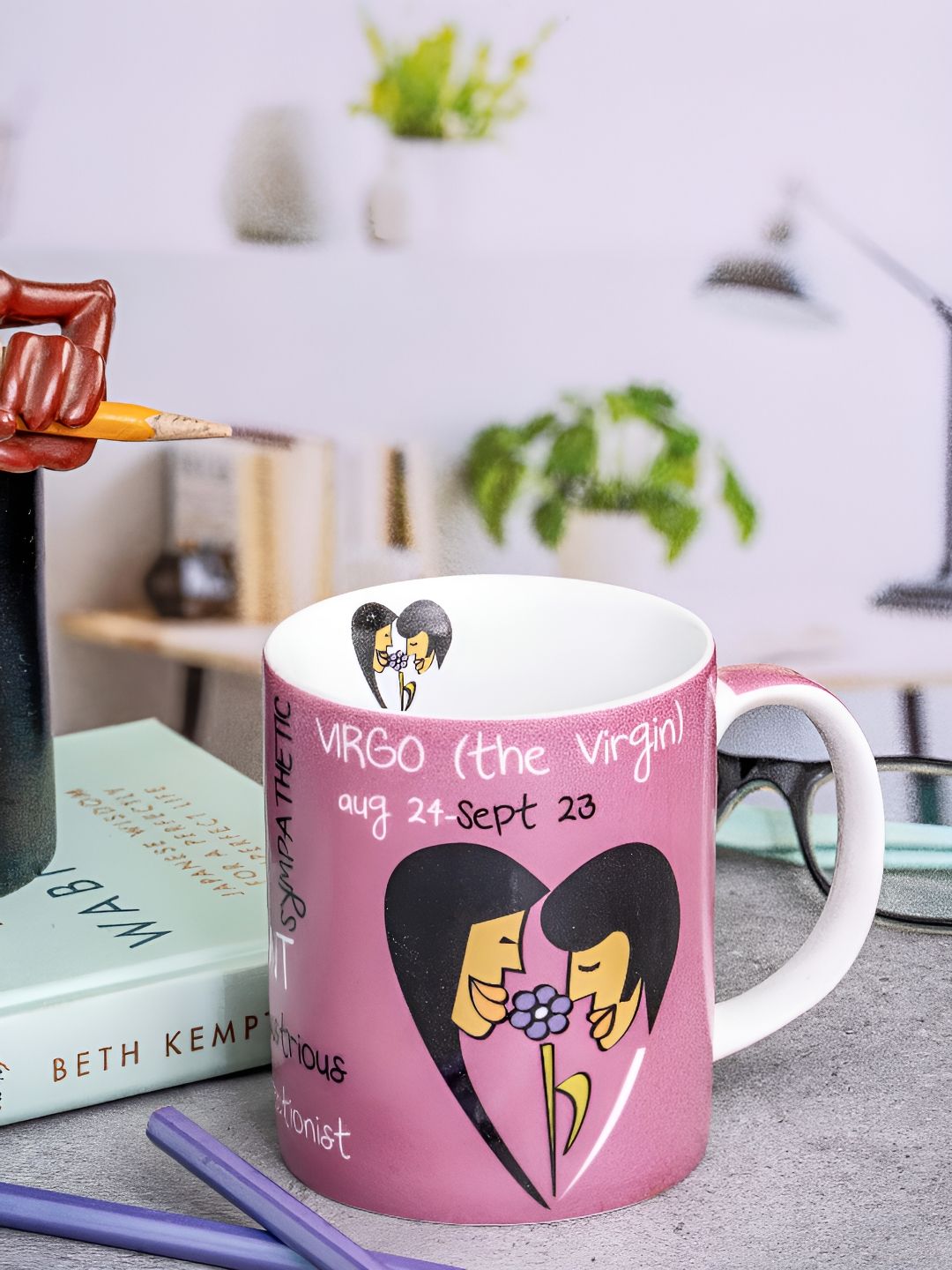 GOODHOMES White & Pink Printed Porcelain Glossy Mugs Set of Cups and Mugs-image-40