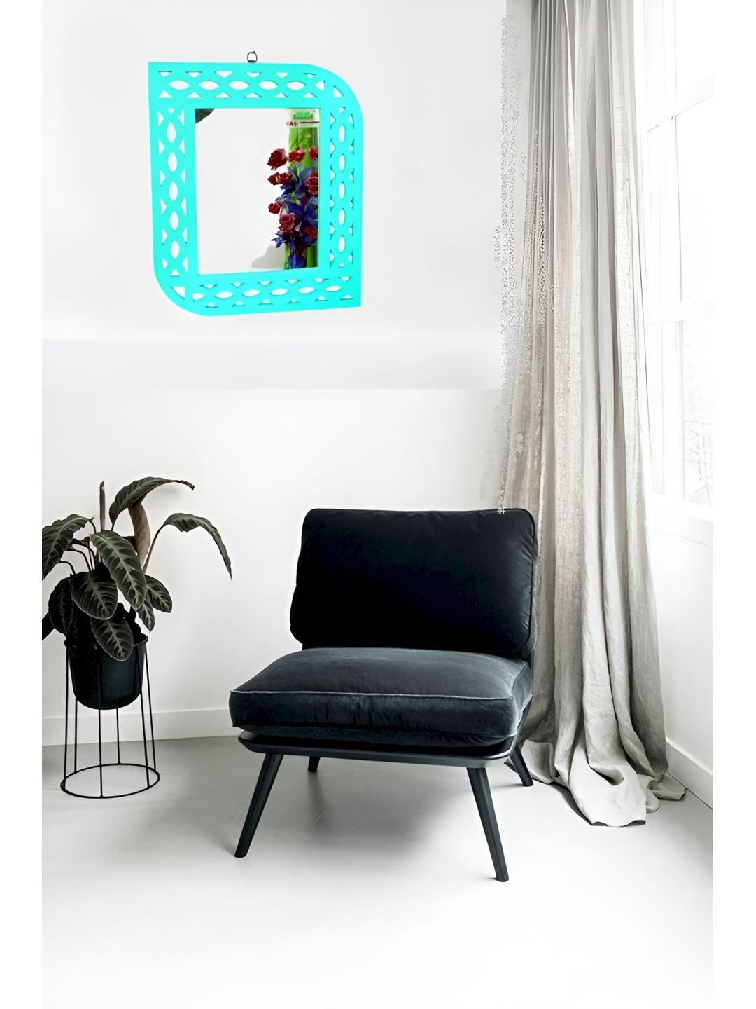 VAS collection home Blue Square Round Wall Mirrors-picture-38