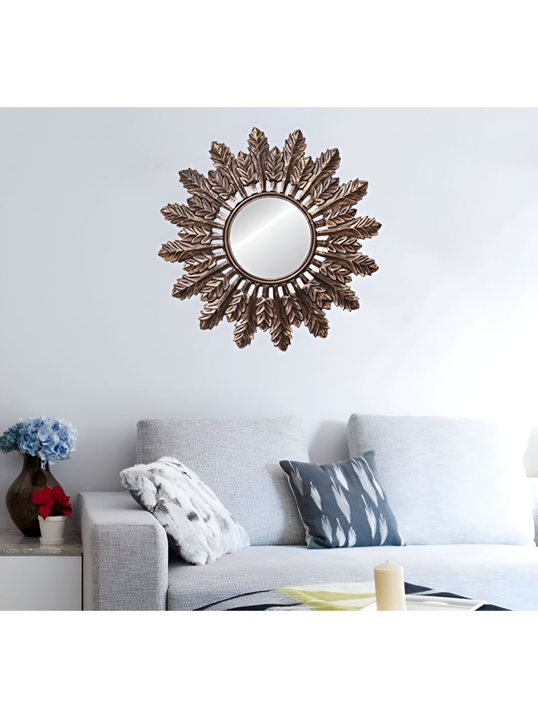 VAS collection home Sunflower Designed Wooden Frame Mirror-picture-56