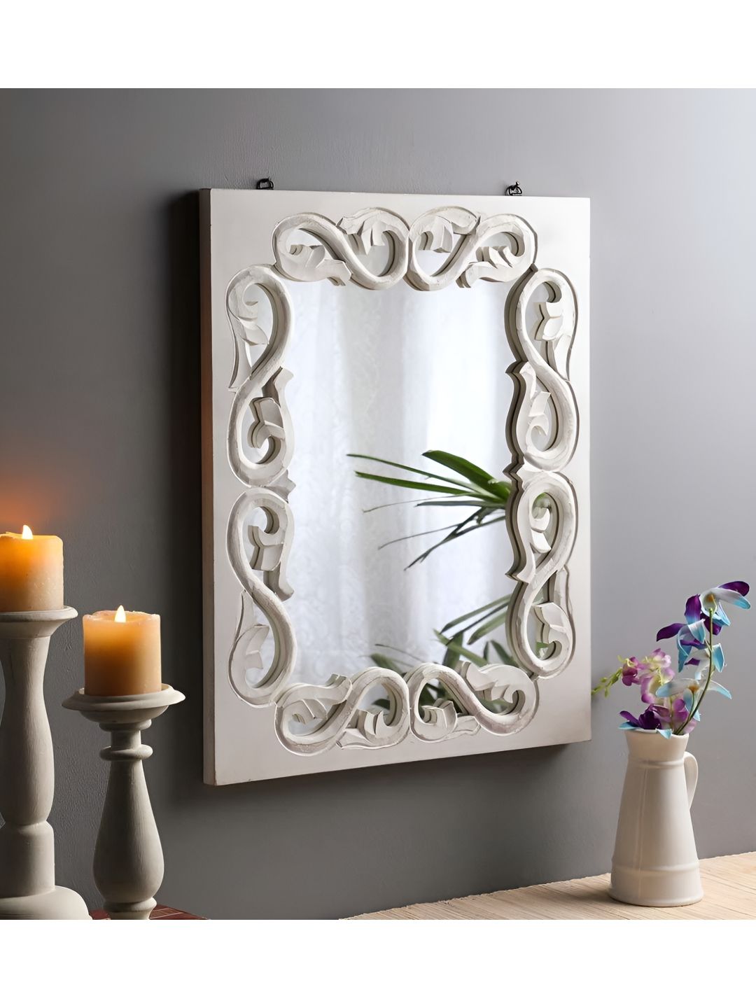 VAS collection home  White Rectangle  Self Designed Wooden Frame Mirror-picture-20