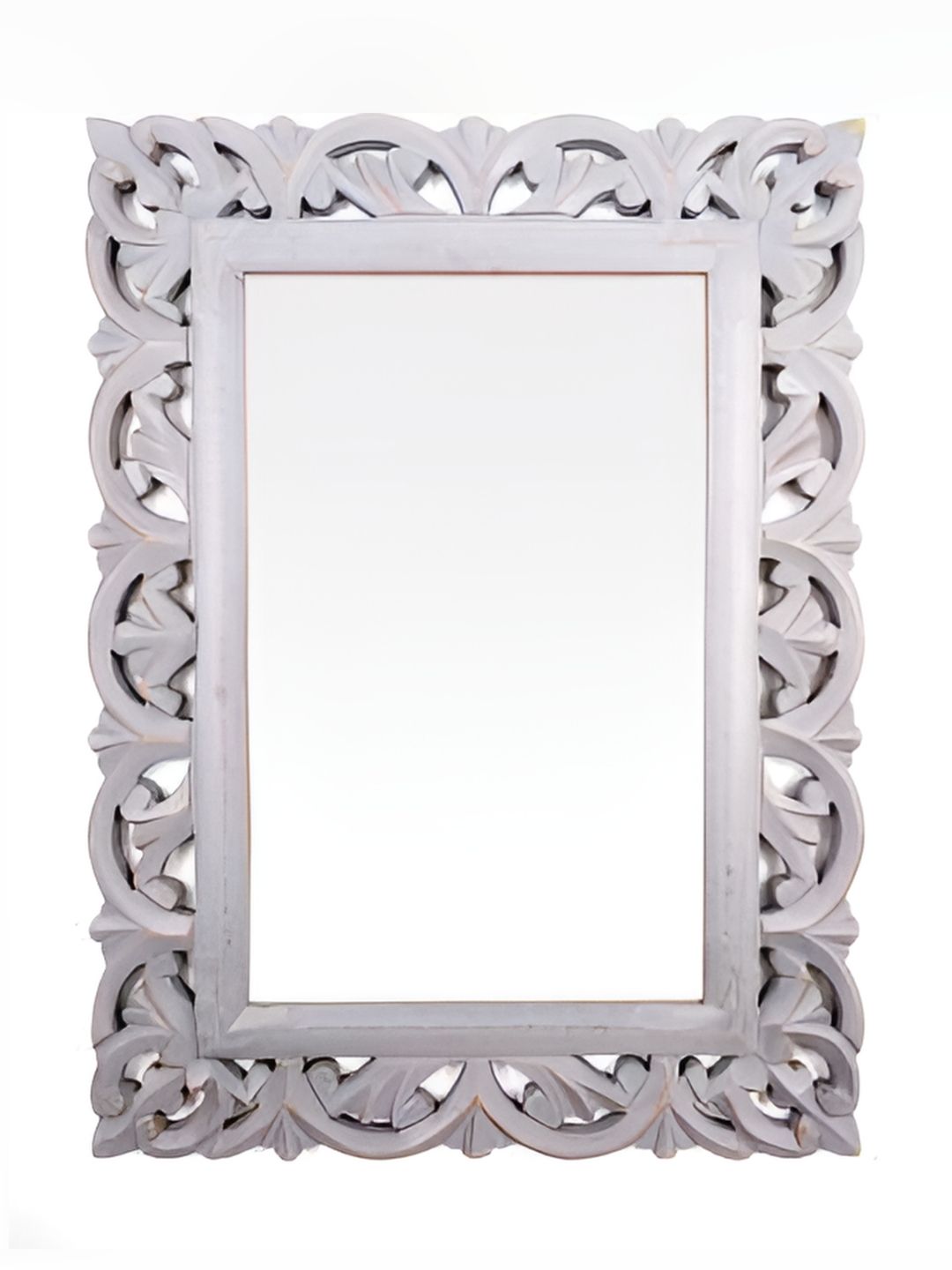 VAS collection home Grey Floral Patterned Wooden Wall Mirror-picture-52
