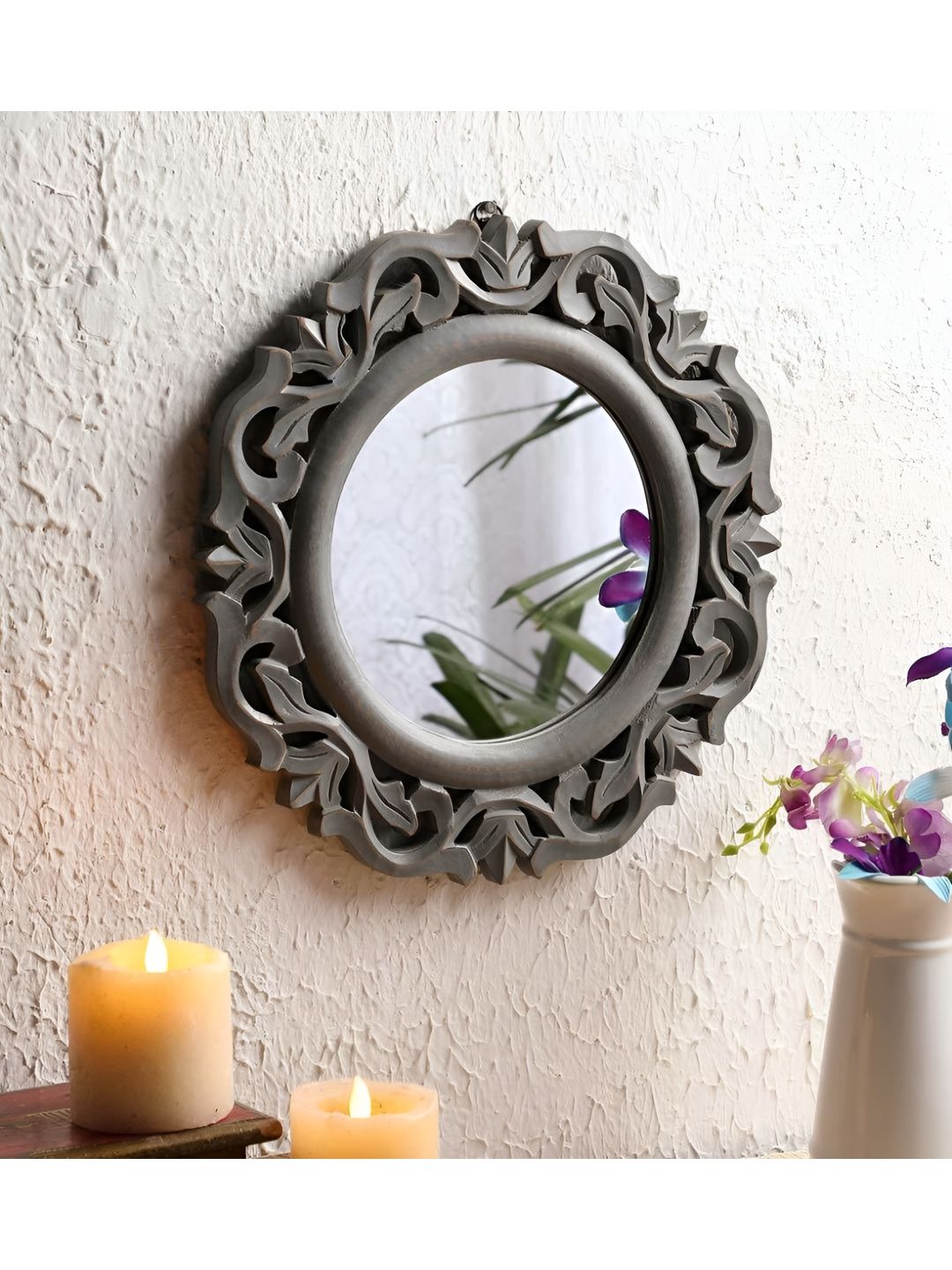 VAS collection home Grey Wooden Wall Mirror Frame-picture-28