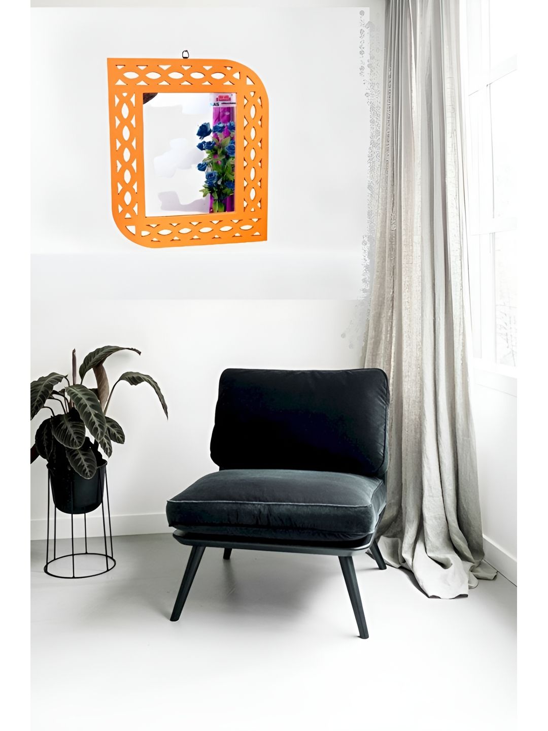 VAS collection home Orange MDF Wall Mirror Frame-image-33