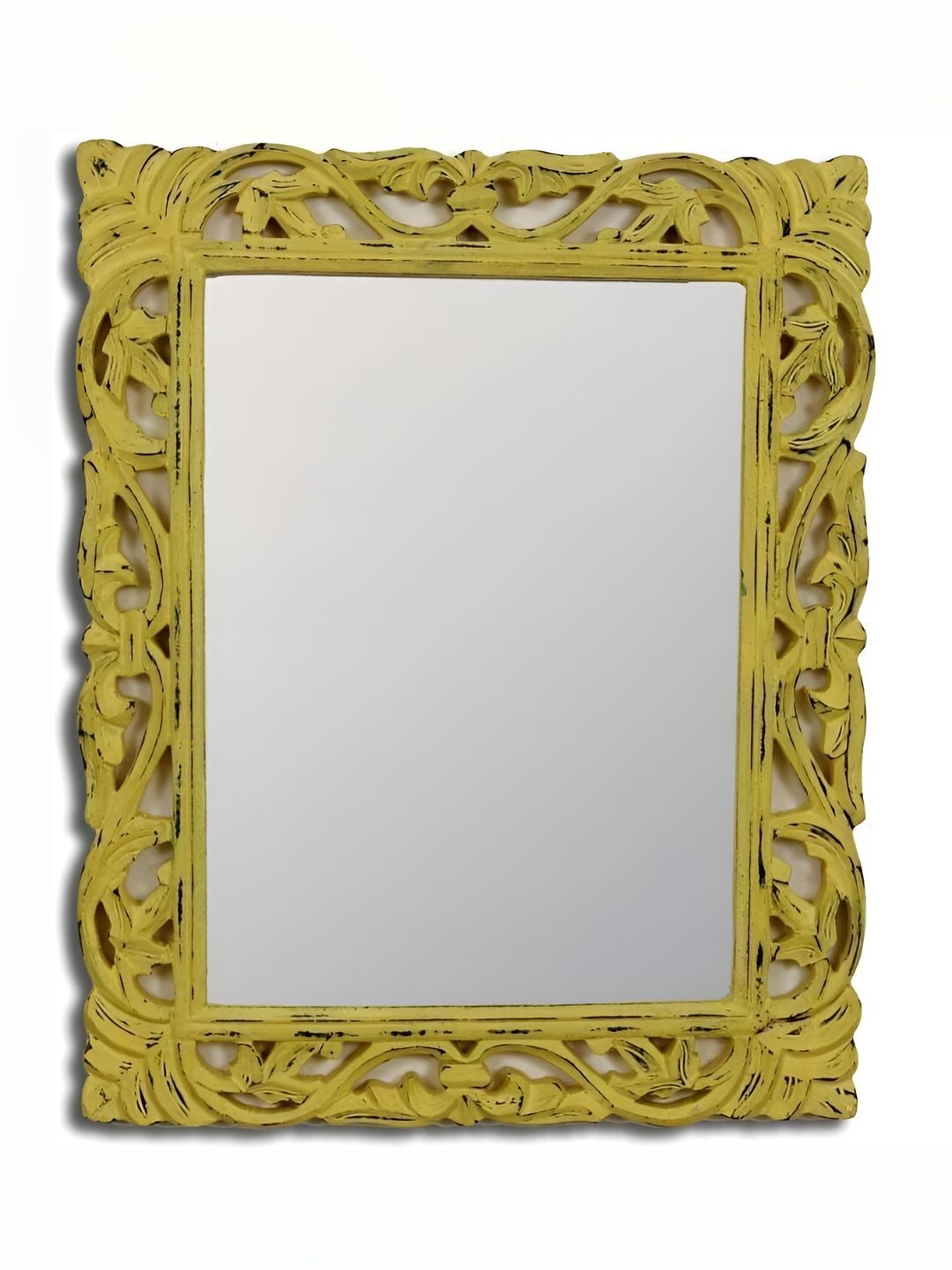 VAS collection home Green Floral Patterned Wooden Wall Mirror-picture-31