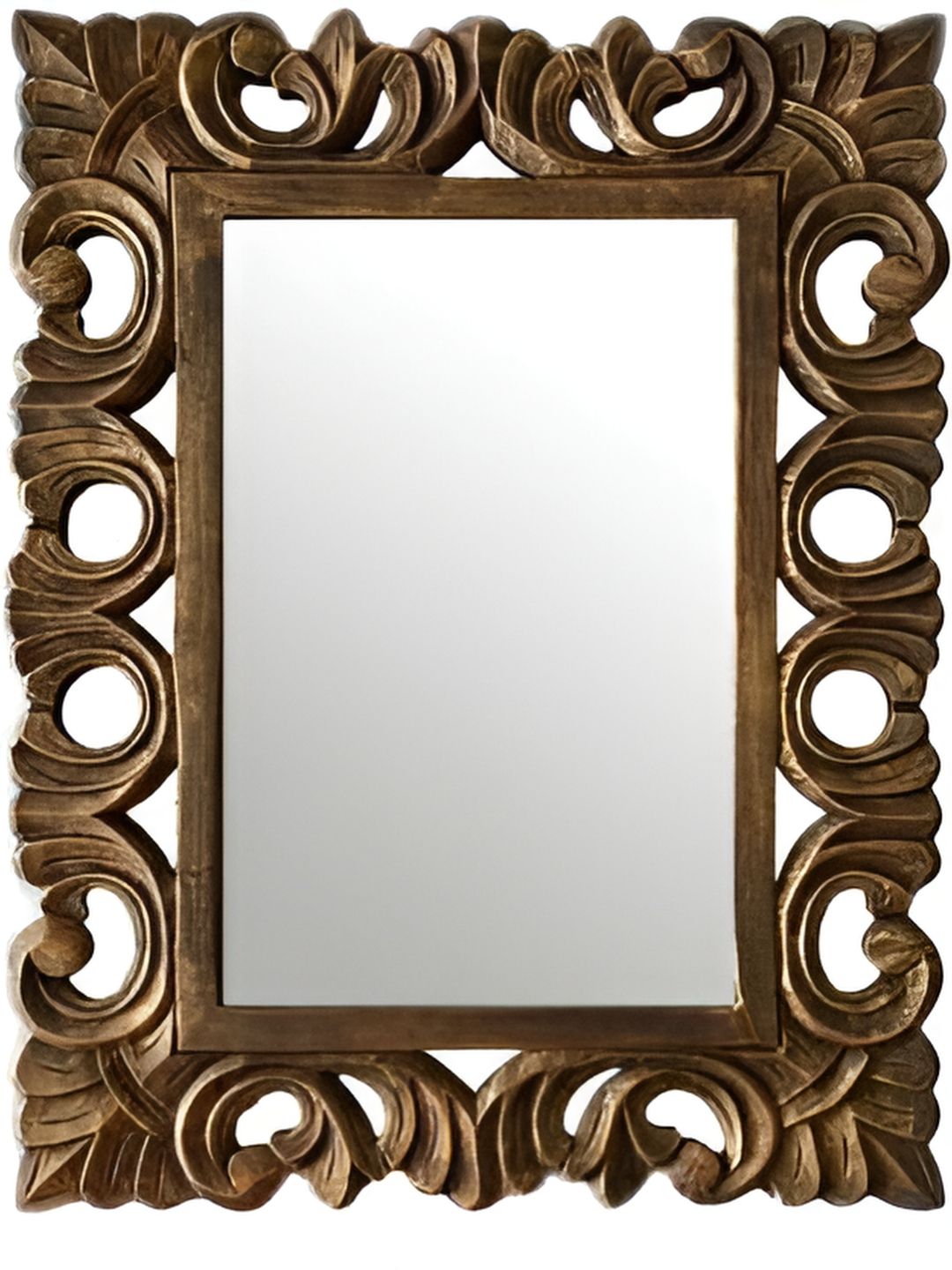 VAS collection home Floral Patterned Wooden Wall Mirror-picture-14