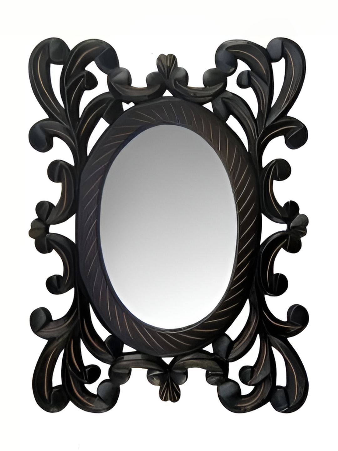 VAS collection home Floral Patterned Wooden Wall Mirror-picture-27