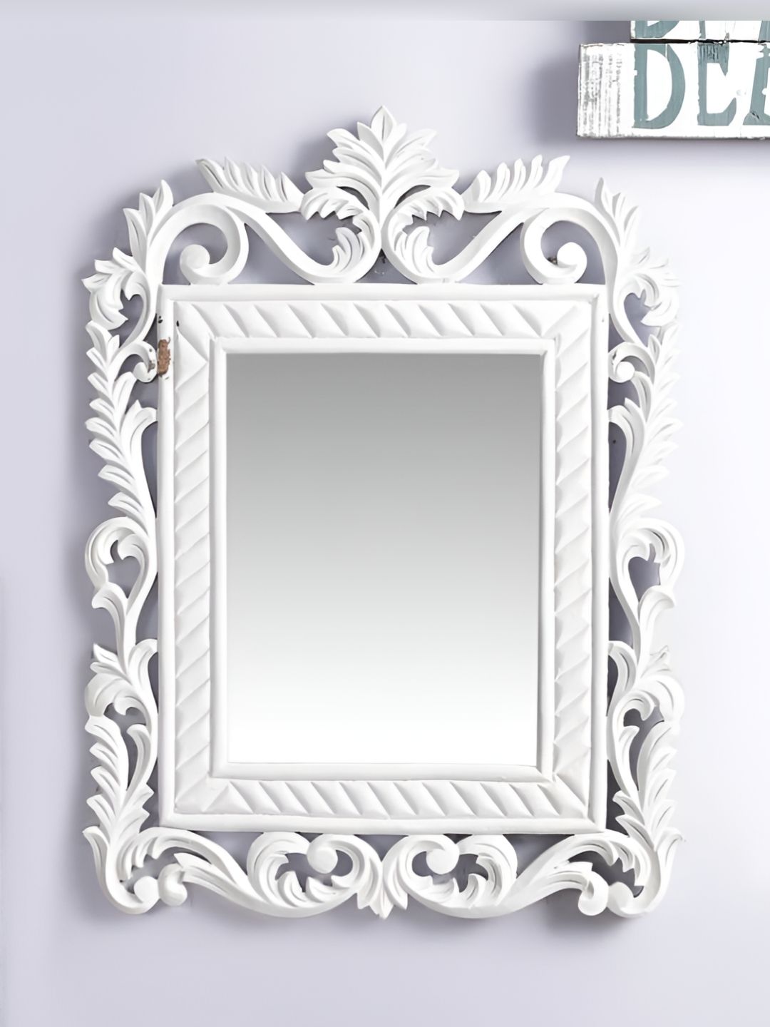 VAS collection home White Ethnic Motifs Patterned Wooden Wall Mirror-image-20