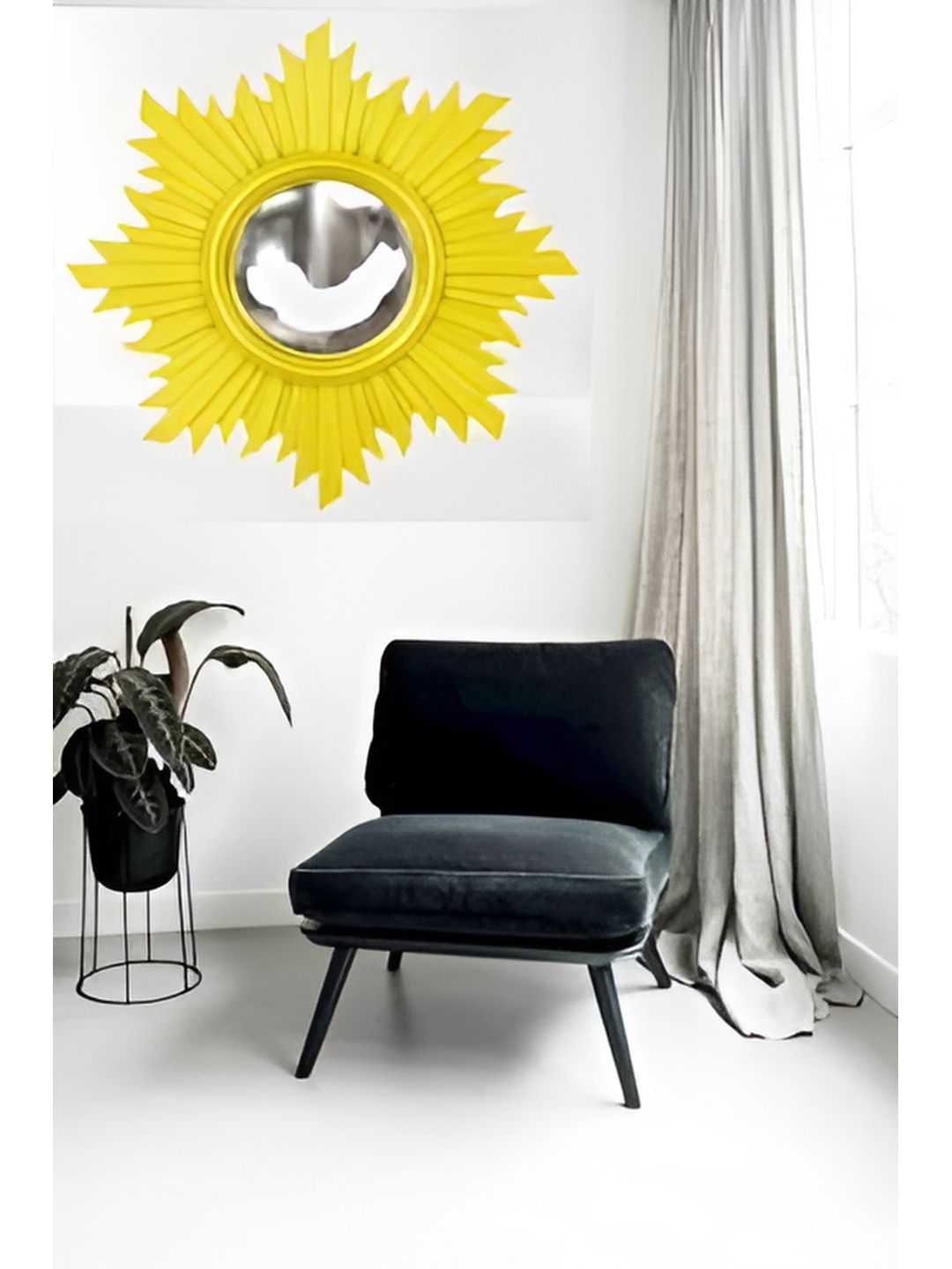 VAS collection home Yellow Round Shape Wall Decor Mirror-picture-14