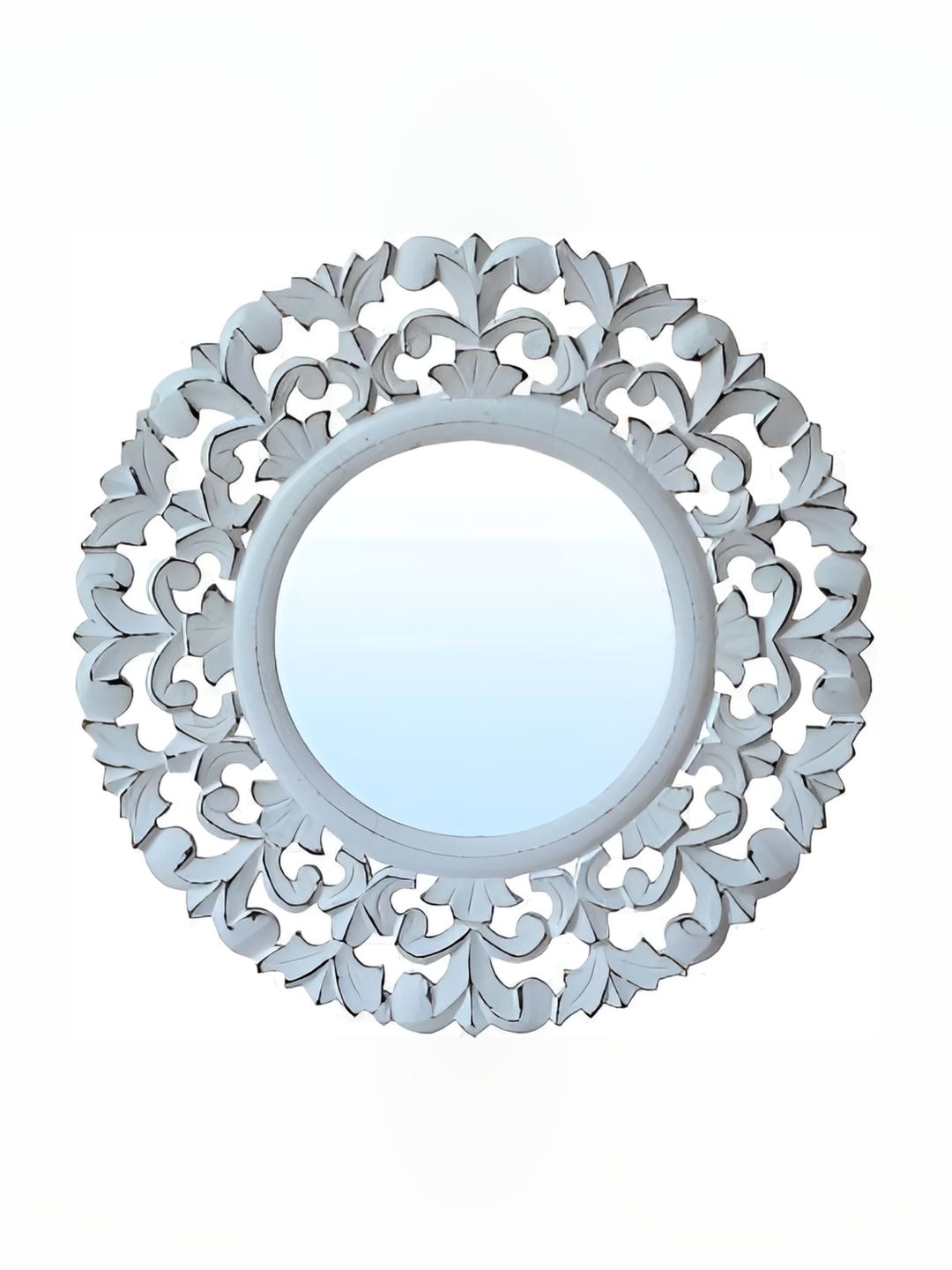 VAS collection home White Wall Self Design Wood Mirror Frame-picture-34