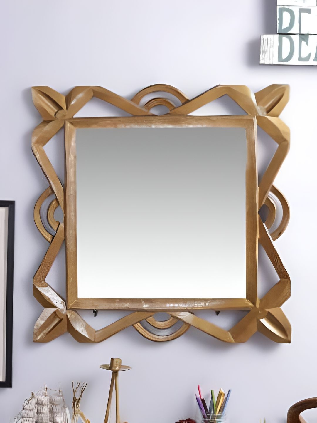 VAS collection home Self Design Wooden Decotaive Frame Mirror-picture-53