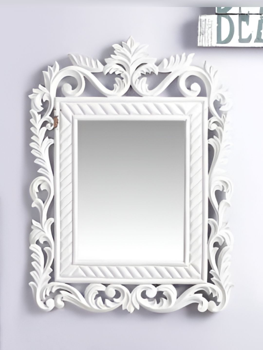 VAS collection home White Wall Textured Wooden Mirror Frame-picture-18