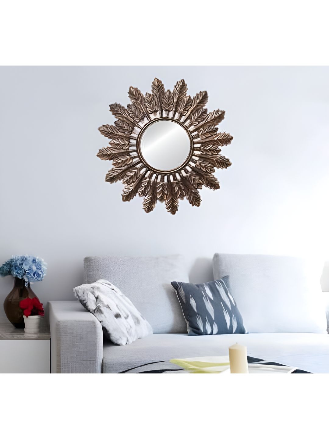 VAS collection home Brown Wooden Wall Mirror Frame-image-42