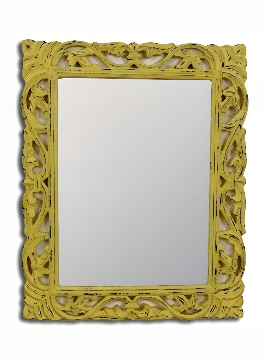 VAS collection home Yellow Wall Textured Wooden Mirror Frame-picture-22