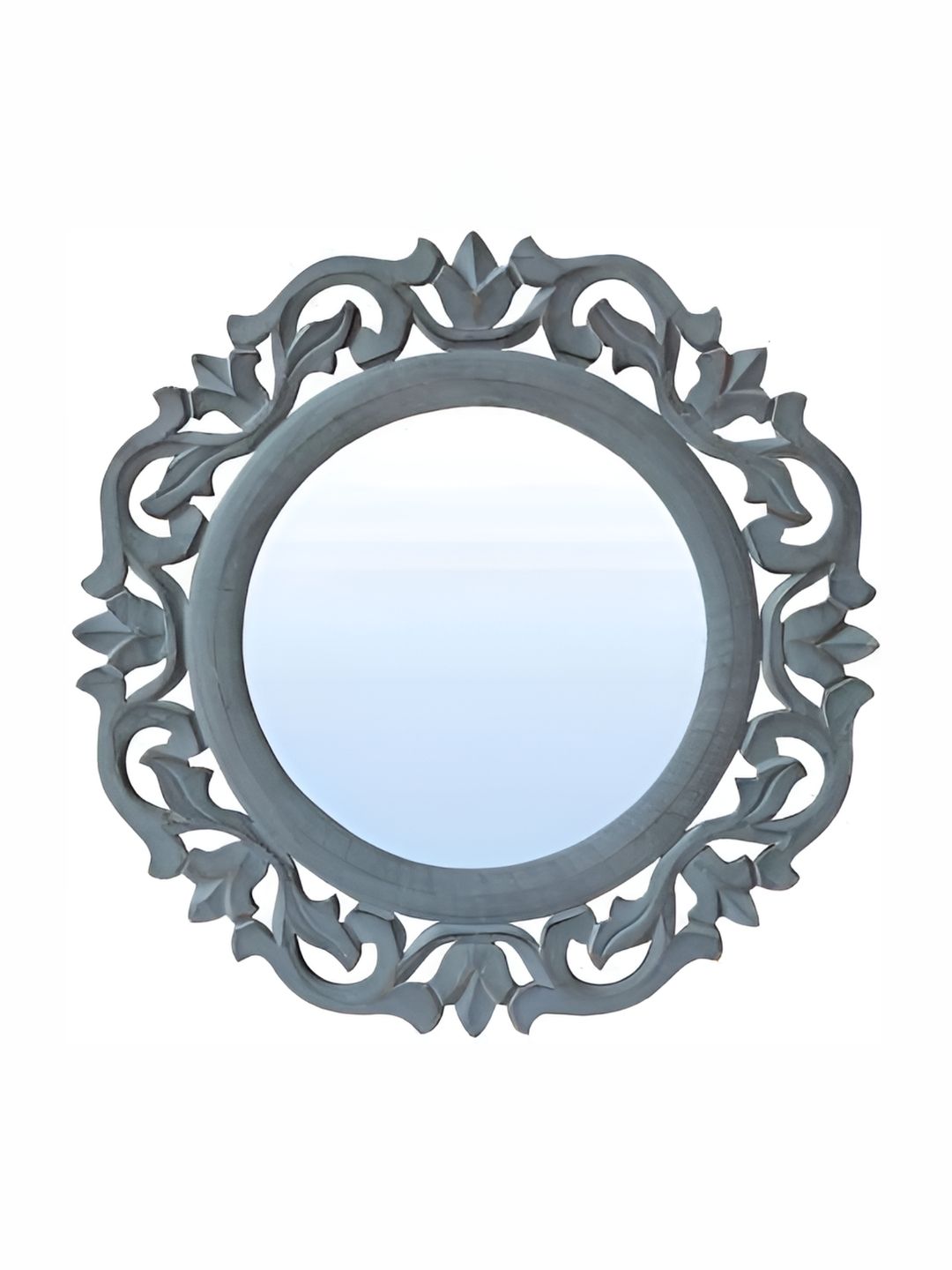 VAS collection home Grey Floral Patterned Wooden Wall Mirror-picture-22
