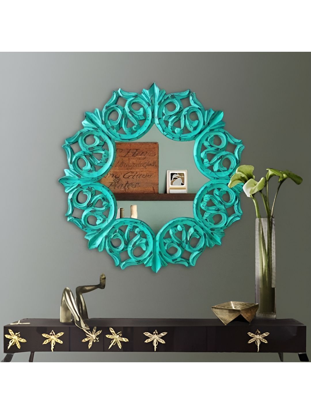VAS collection home Green Textured  Wooden Wall Mirrors-picture-18