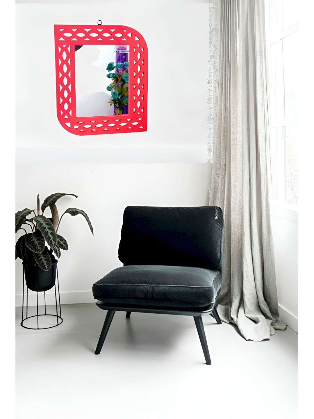VAS collection home Peach Colored Shape Wall Decor Mirror-image-19
