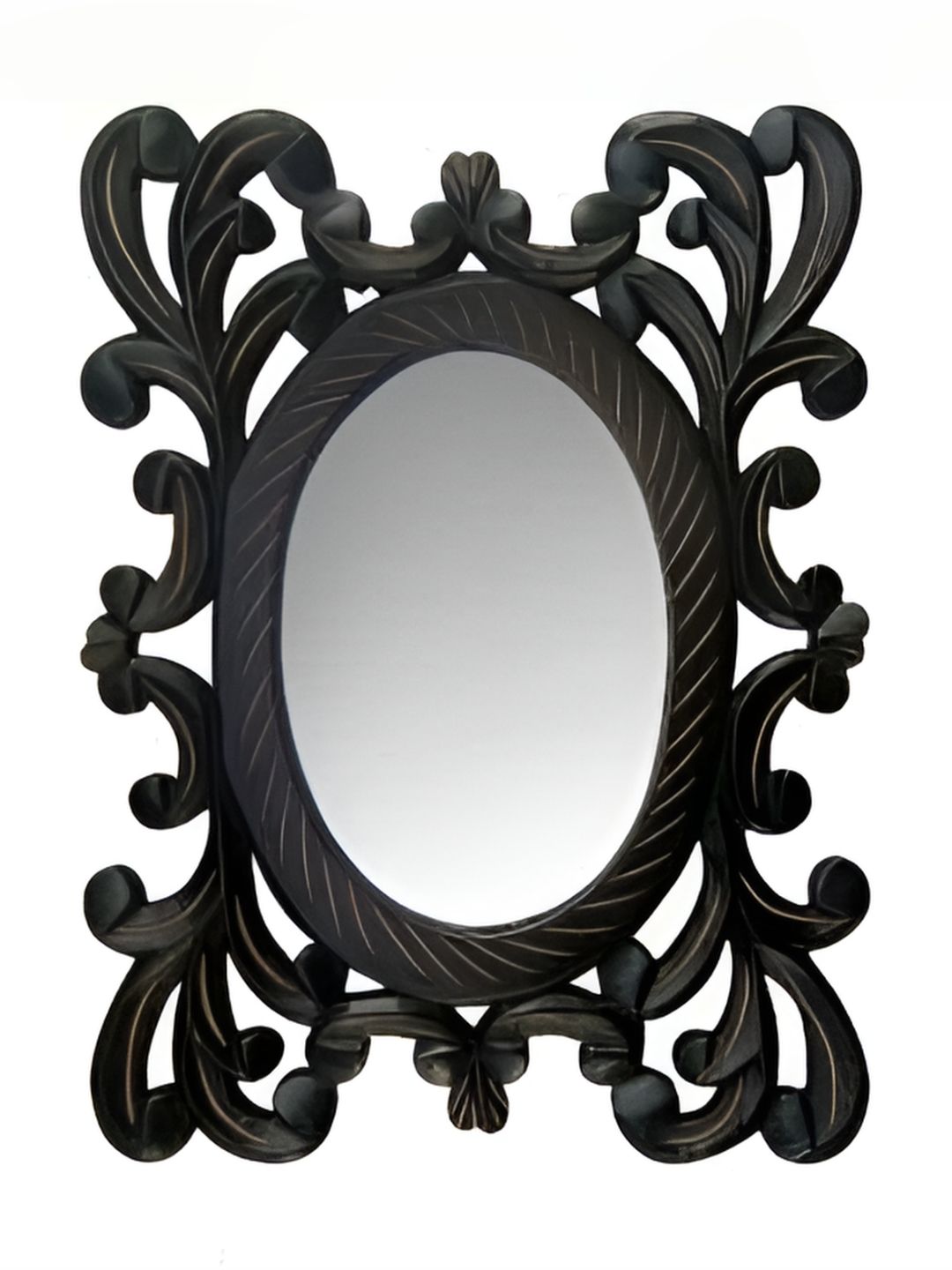 VAS collection home Black Self Design Wooden Decotaive Frame Mirror-picture-19