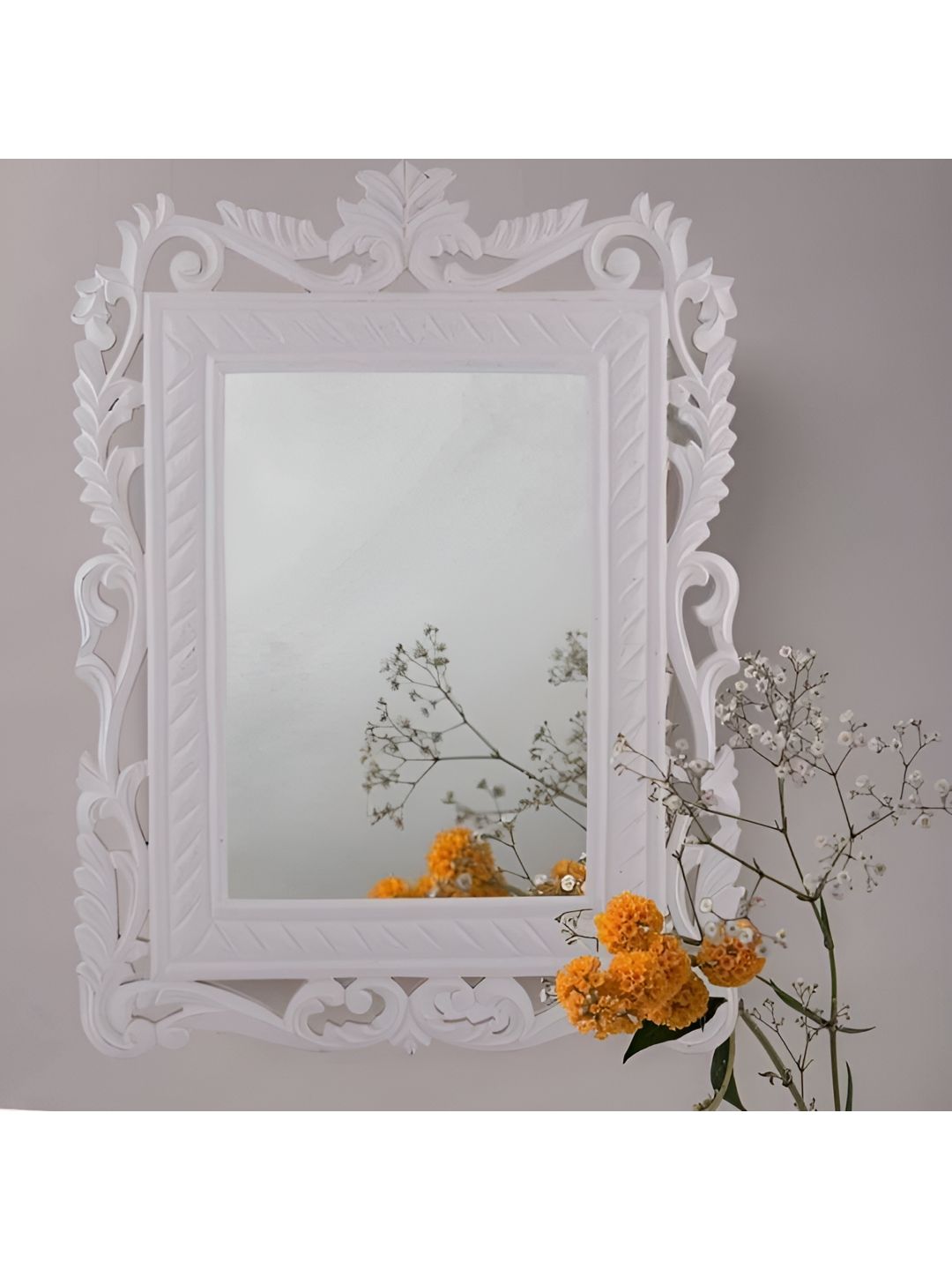VAS collection home White Textured Wooden Wall Mirror-picture-40