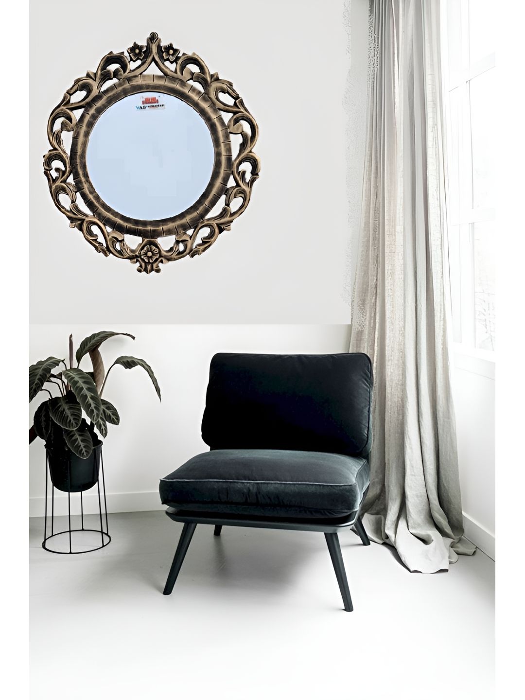 VAS collection home Brown Wood Round Wall Mirrors-picture-21