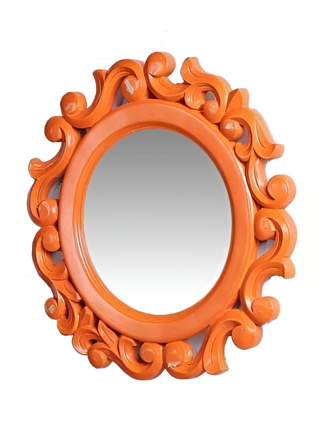 VAS collection home Orange Colored Textured Round Mirror-picture-15