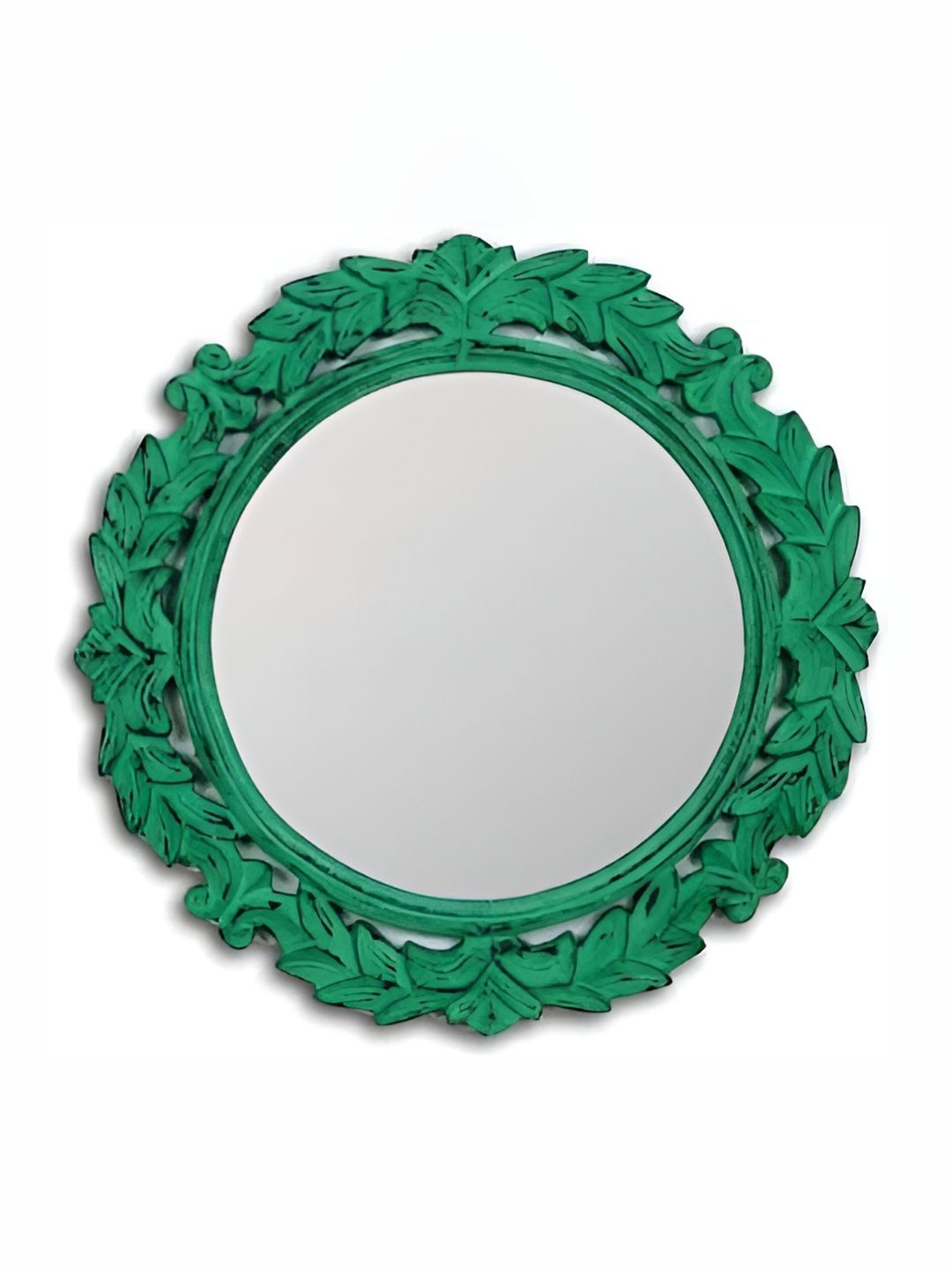 VAS collection home Green Leaves Design Wooden Decorative Wall Mirror-picture-30