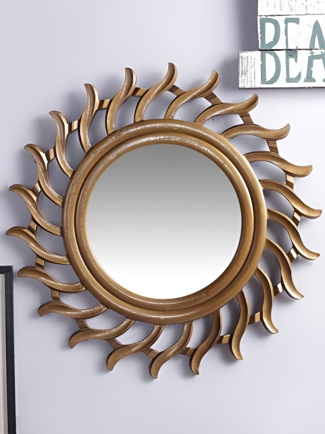 VAS collection home Brown Texture Wooden Wall Mirror-picture-34