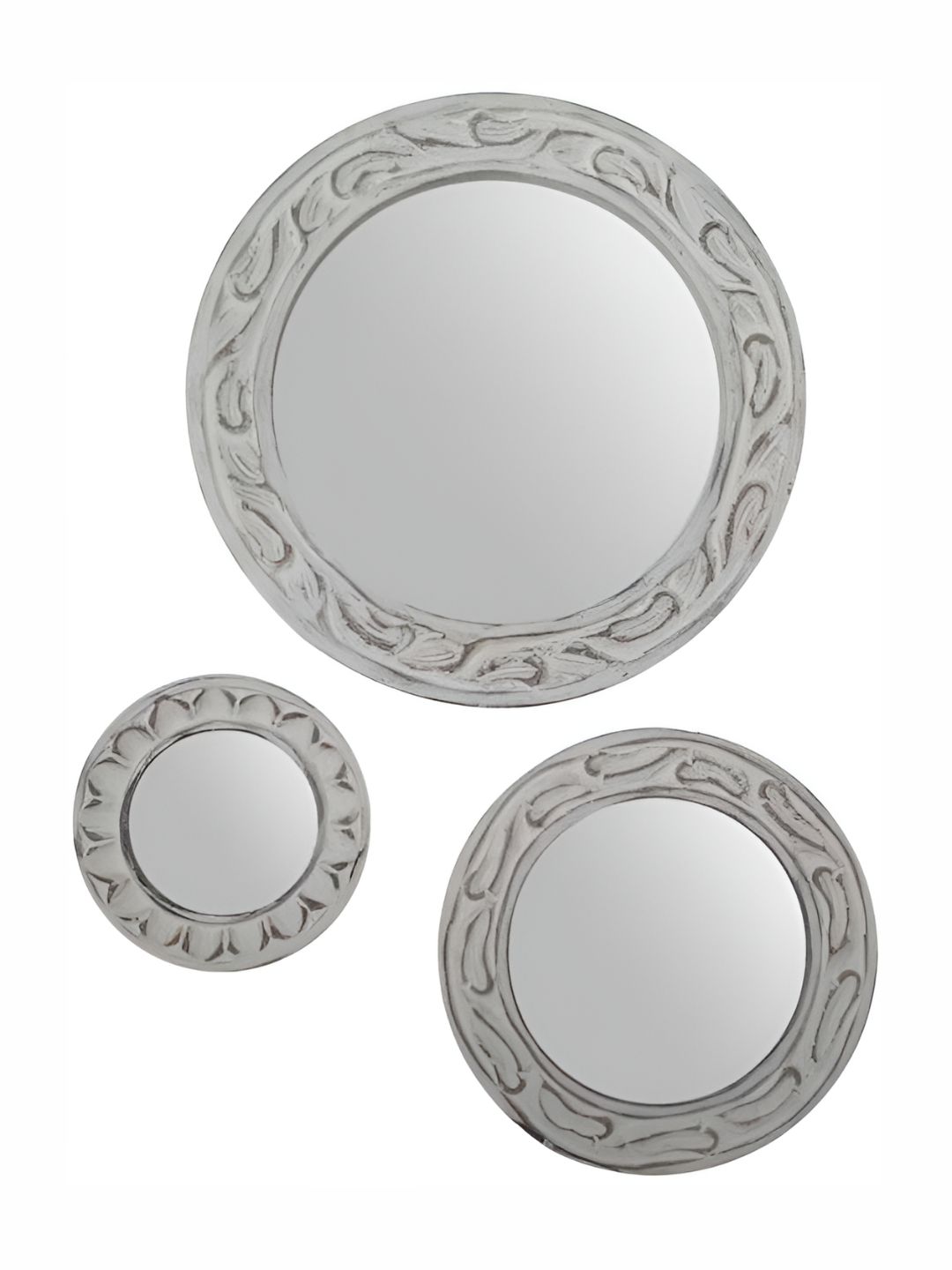 VAS collection home 3Pcs White Wood Round Wall Mirrors-picture-22