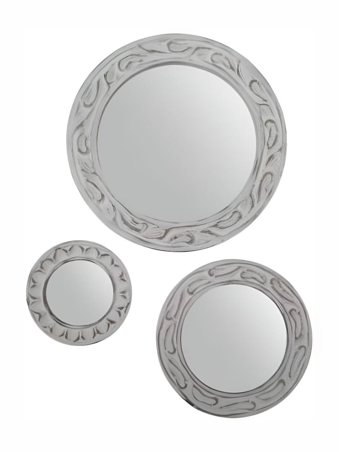 VAS collection home Set Of 3 White Textured Round Mirror-picture-23