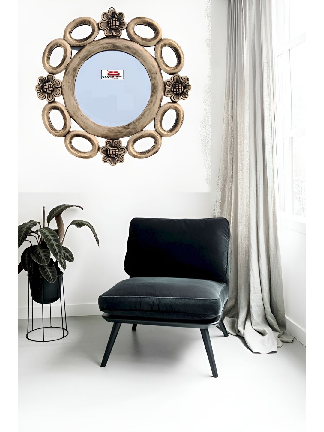 VAS collection home Textured Wood Round Wall Mirror-picture-31