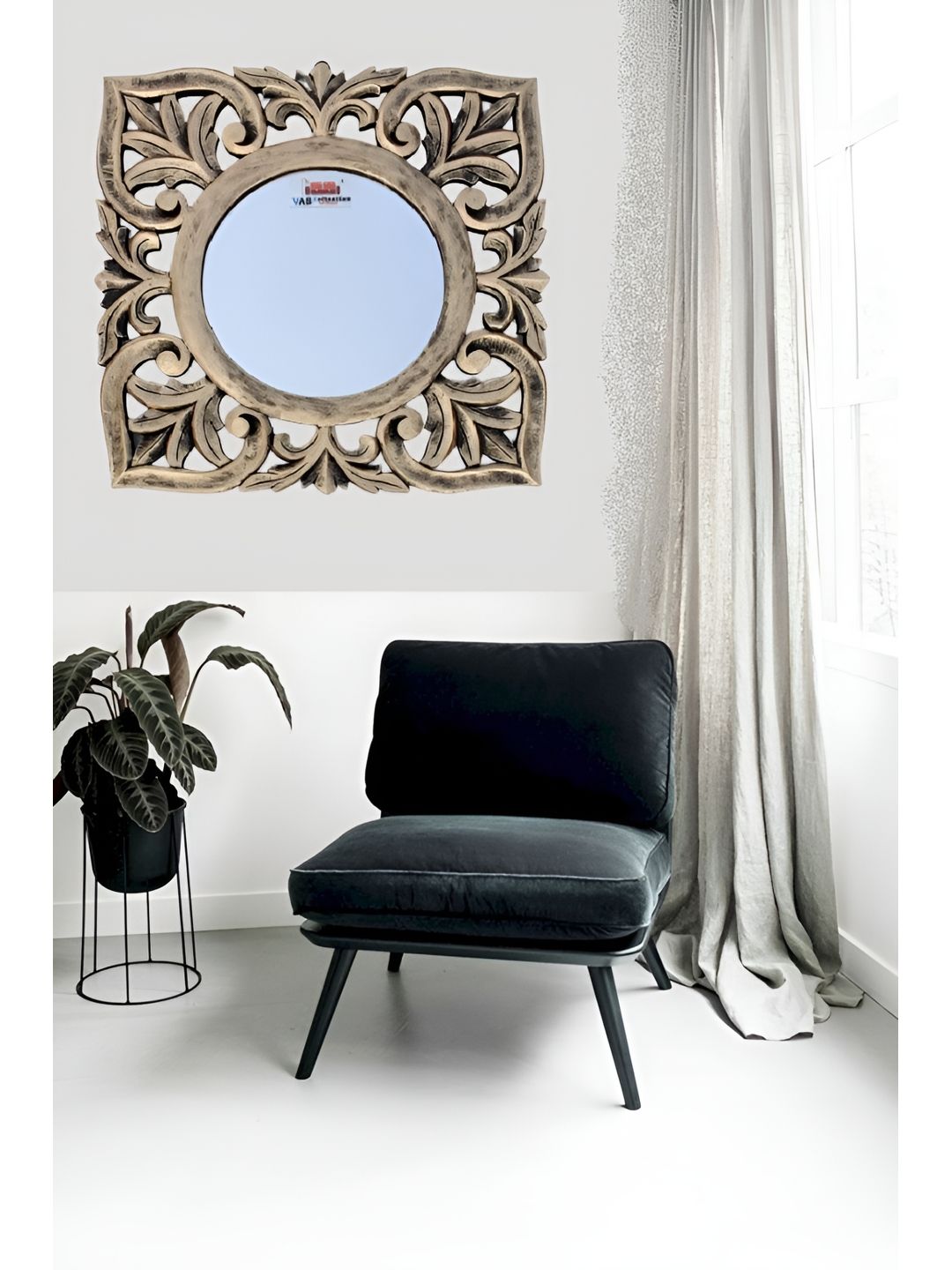 VAS collection home Black Textured Oval Mirror-picture-36