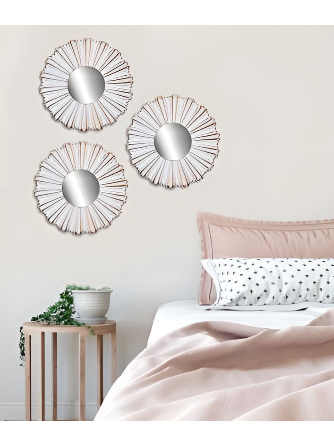 VAS collection home 3-Pcs Floral Patterned Wooden Wall Mirror-image-22