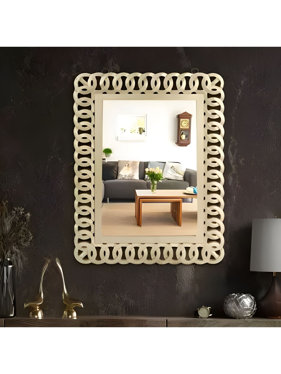 VAS collection home Self Design Wooden Wall Mirror-picture-16