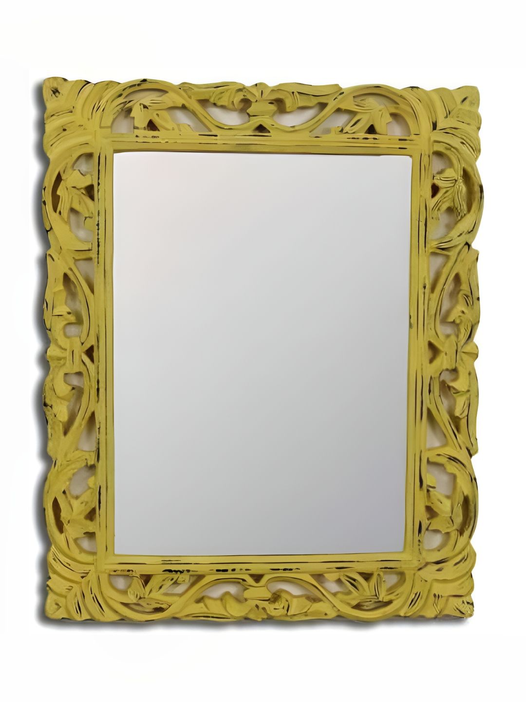 VAS collection home Yellow Ethnic Motifs Textured  Wooden Wall Mirrors-picture-35