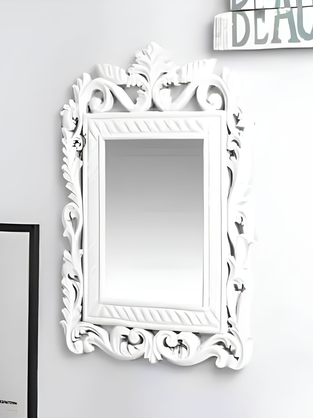 VAS collection home White Textured Wooden Wall Mirror-picture-35