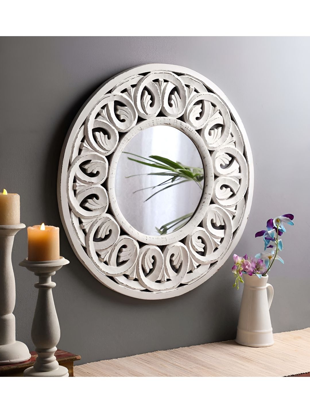 VAS collection home White Textured Wooden Wall Mirrors-image-17